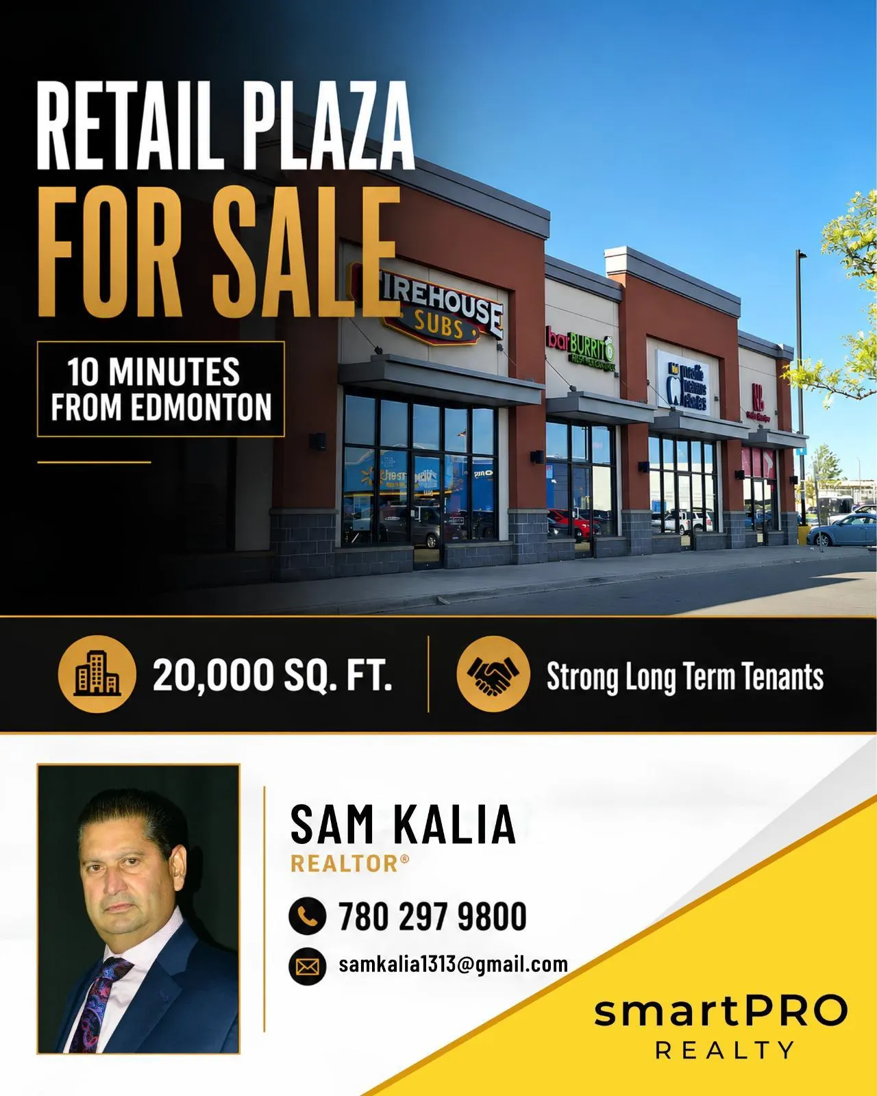 20,000 square foot retail plaza near Edmonton with long-term tenants