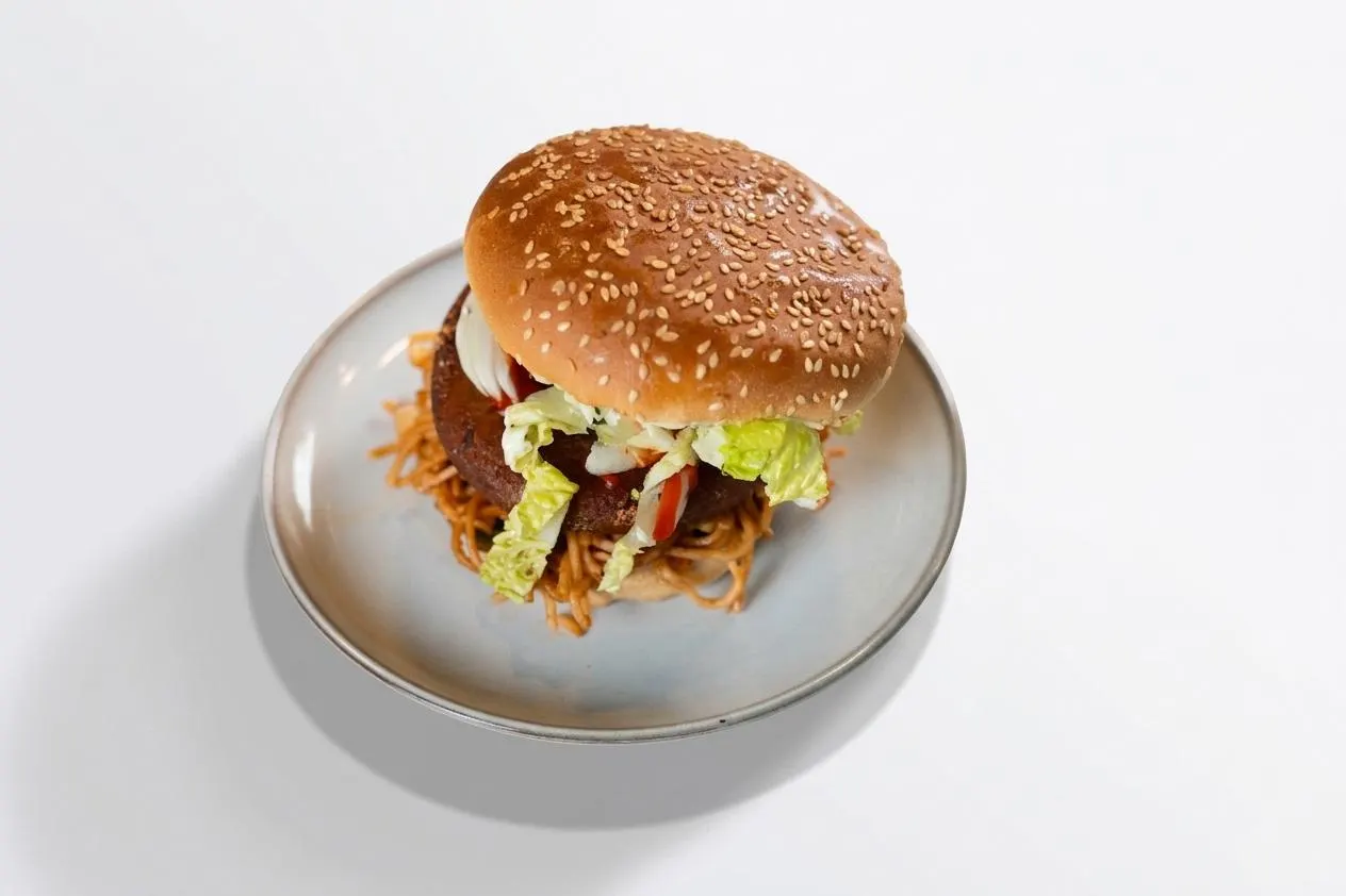 Tikki Noodle Burger at The Chai Hut